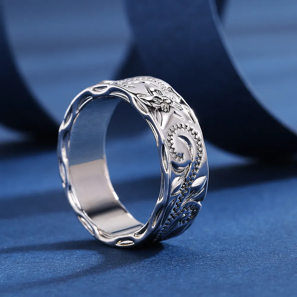 White Gold Tone Inlay Ring