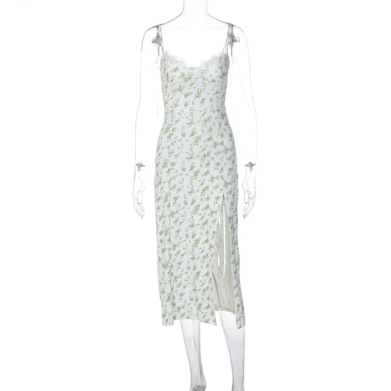 Floral Lace-Print Strappy Maxi Dress