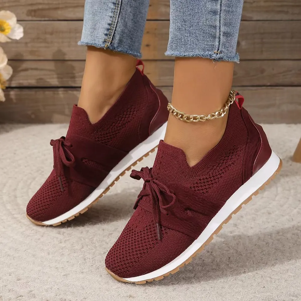Lace-Up Breathable Mesh Flats
