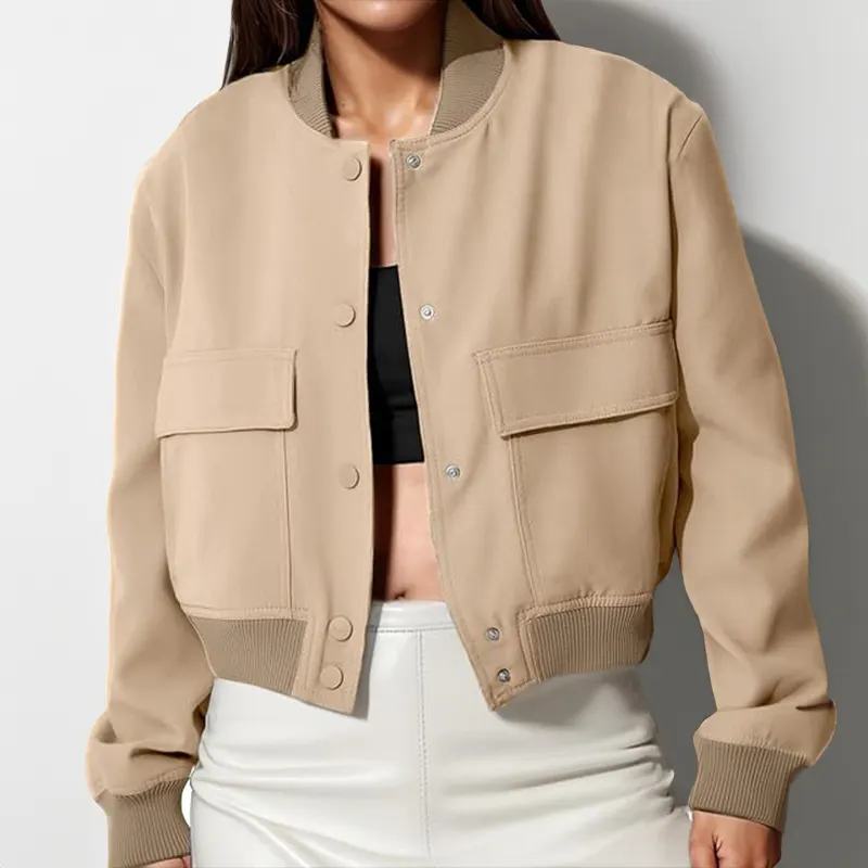 Stand-Collar Jacket with Oversized Pockets