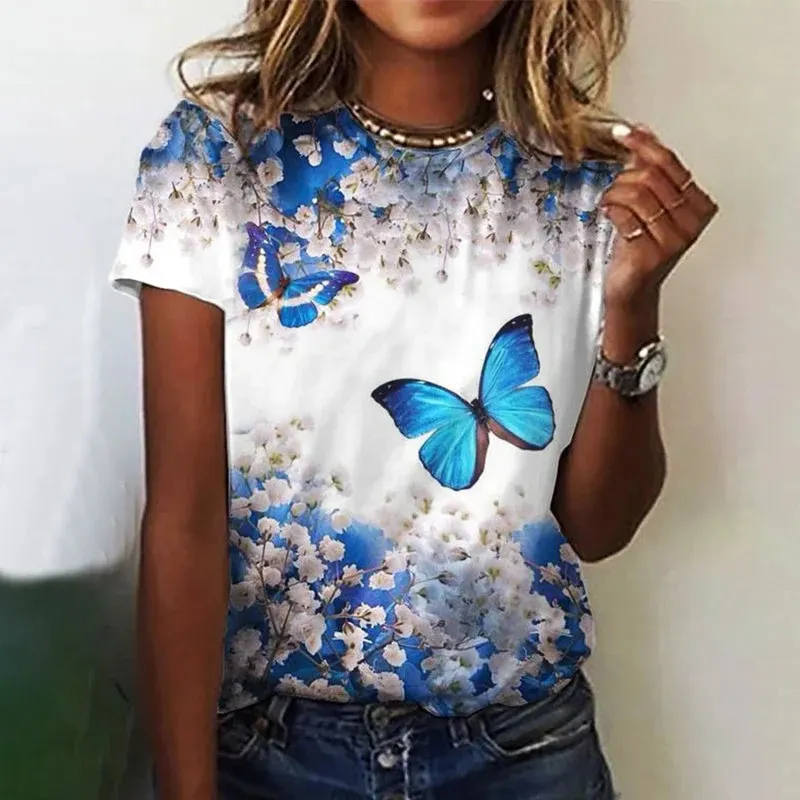 Butterfly Print Short Sleeve T-Shirt