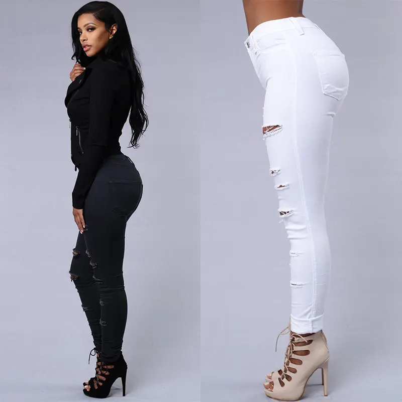 High Waist Ripped Skinny Jeans