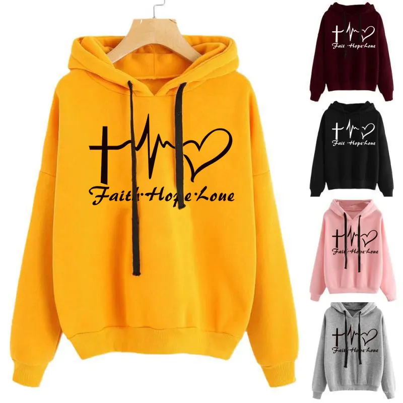 Heart Print Pullover Hoodie