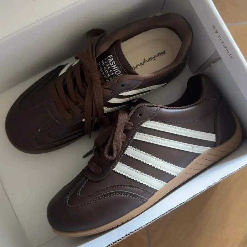 Suede Fleece-Lined Retro Stripe Trainers