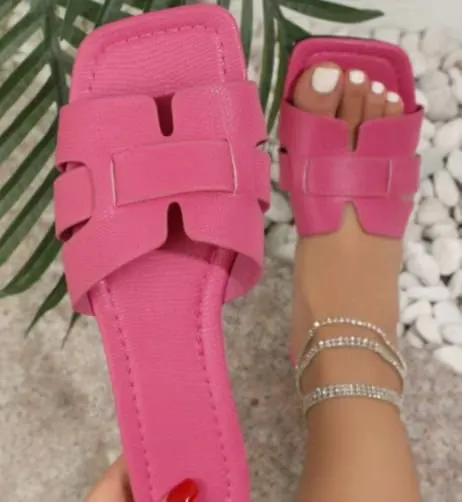 Snakeskin Square Toe Flat Sandals
