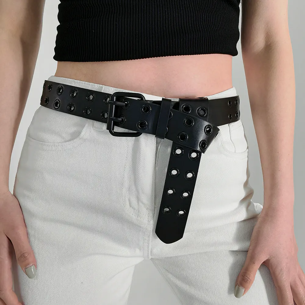 Double-Buckle Cutout Metal Belt