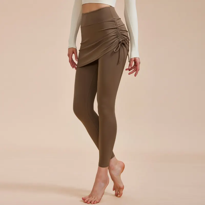 Skirt-Overlay High-Waist Yoga Leggings