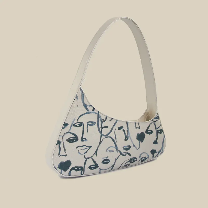 Canvas Character Print Shoulder Bag
