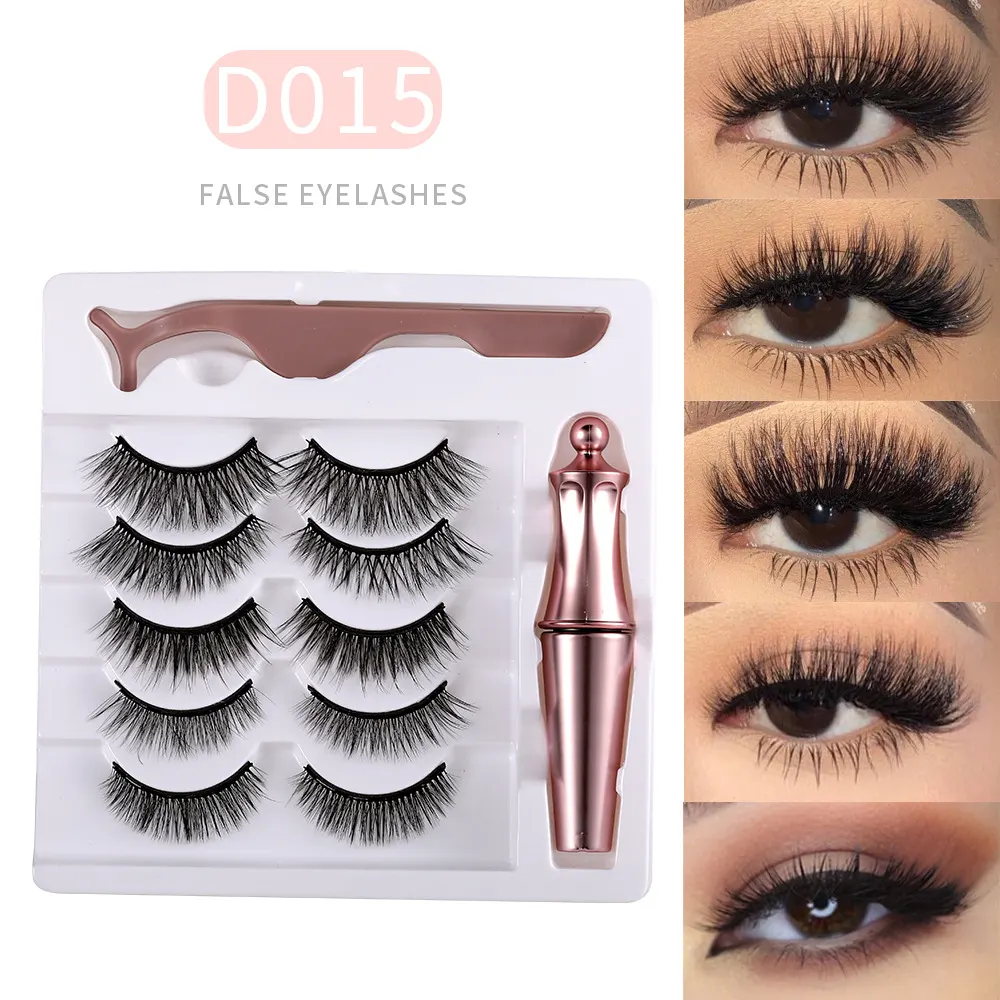 5-Pair Magnetic False Lash Set with Tweezers