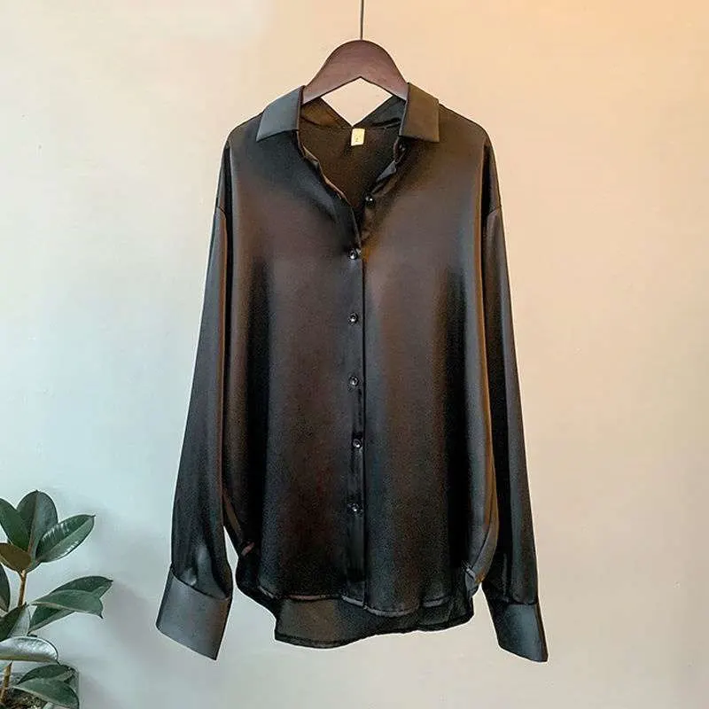 Long-Sleeve Satin Shirt