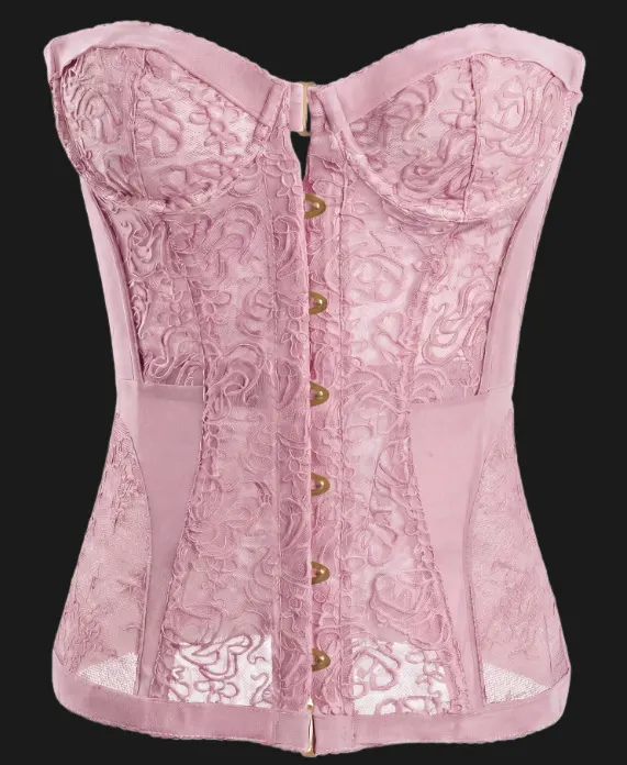 Pink Lace Off-Shoulder Corset Top