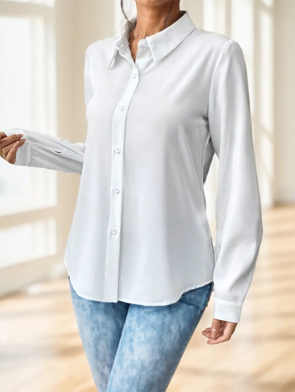 Semi-Sheer Long Sleeve Shirt