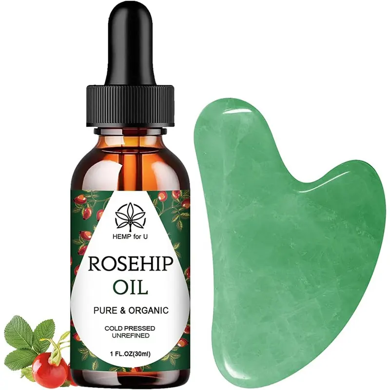 Jade Gua Sha and Rosehip Oil Massage Set