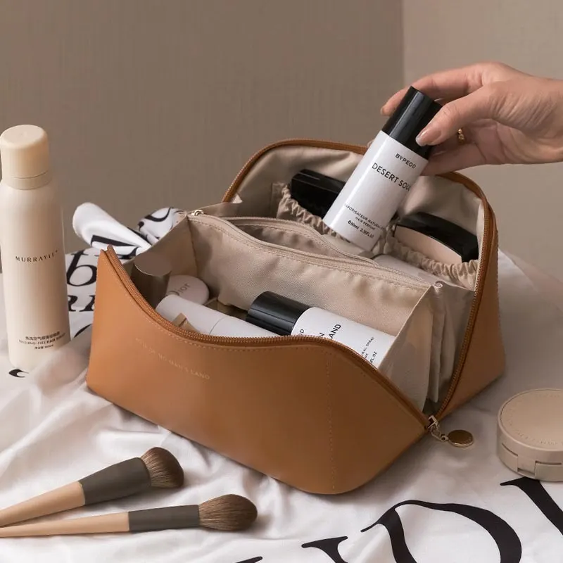 Soft PU Leather Travel Cosmetic Bag