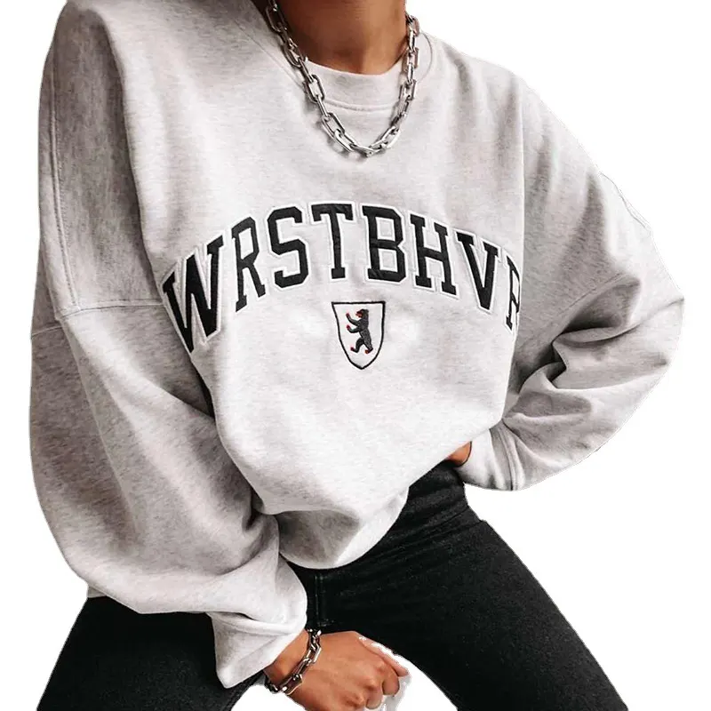 Loose Fit Printed Round Neck Sweater