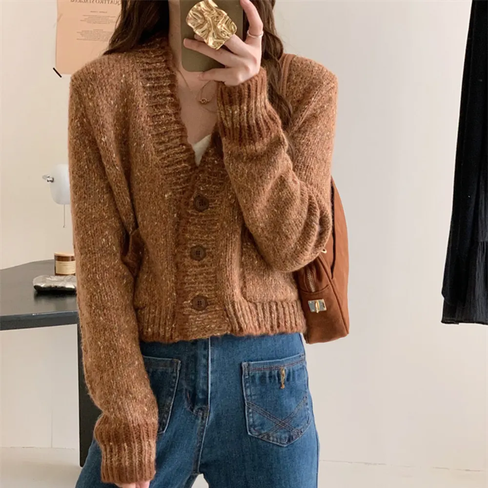French-Style Short Knit Cardigan