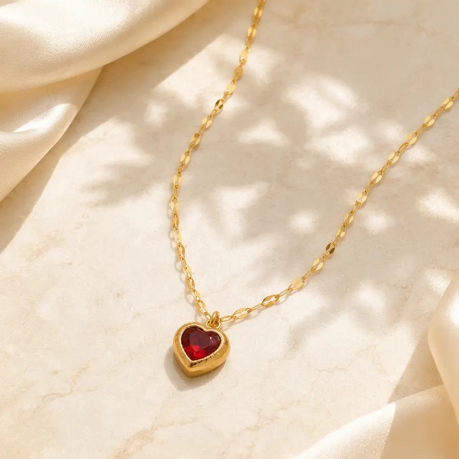 18K Gold Plated Heart Zircon Necklace