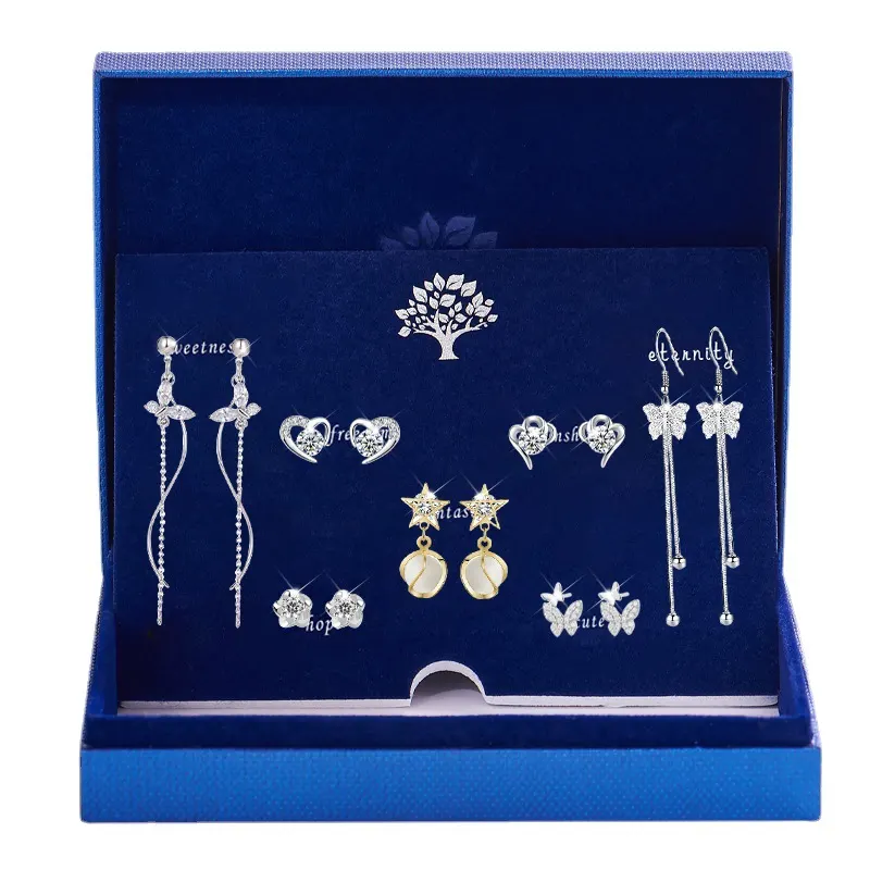 Blue Bow Sterling Silver Drop Earrings