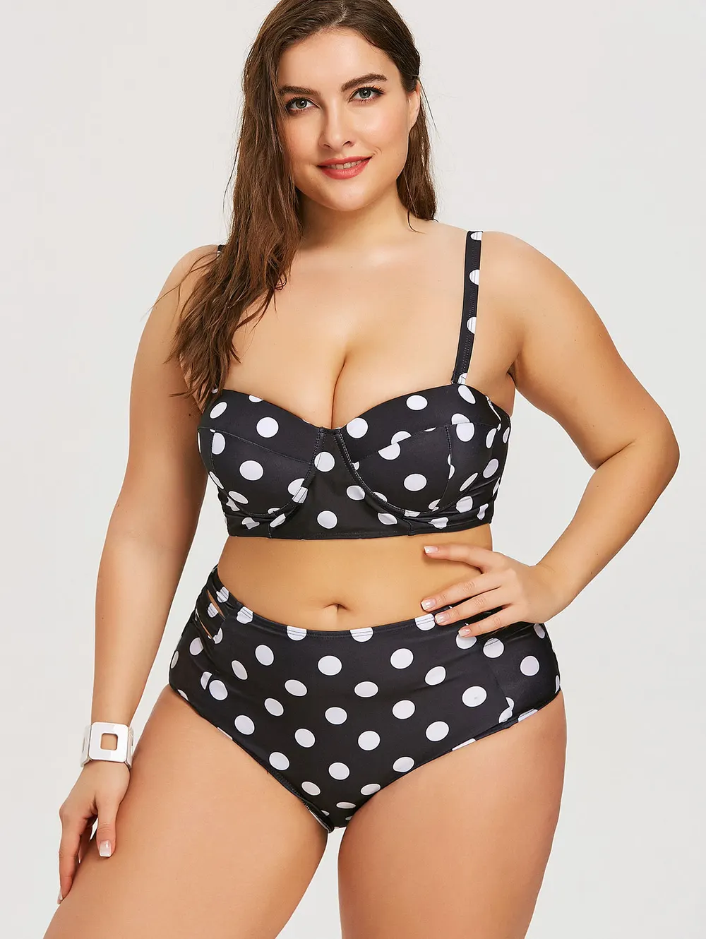 Retro Polka Dot High-Rise Bikini Set