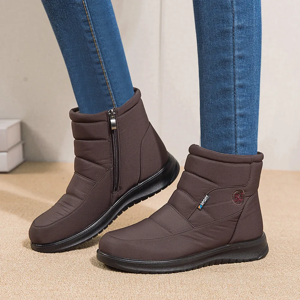 Warm Cotton Flat Heel Ankle Boots