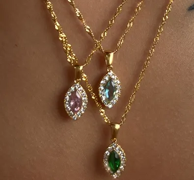 Marquise Zircon Titanium Steel Necklace
