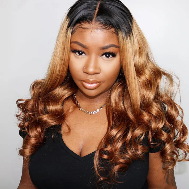 Colorful Ombre Lace Front Human Hair Wig