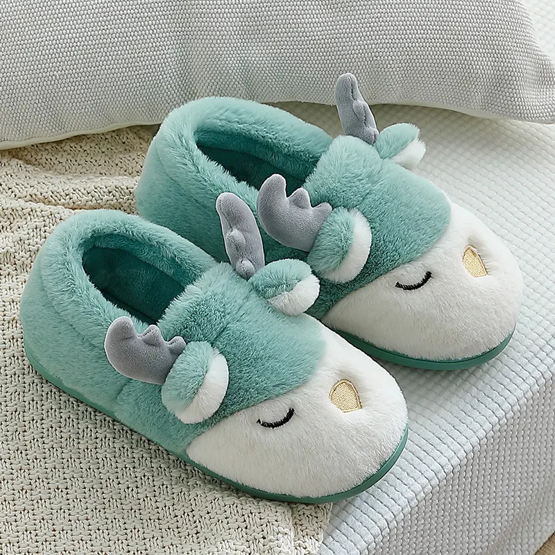 Plush Elk Winter House Slippers