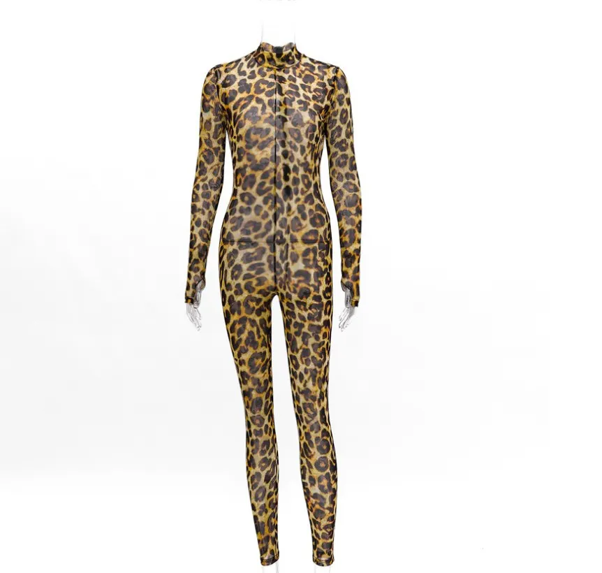 Leopard Print Slim Leg Jumpsuit
