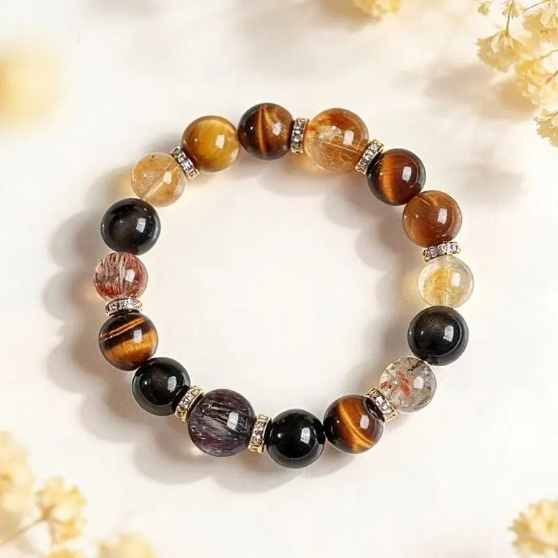Golden Obsidian and Citrine Beaded Bracelet