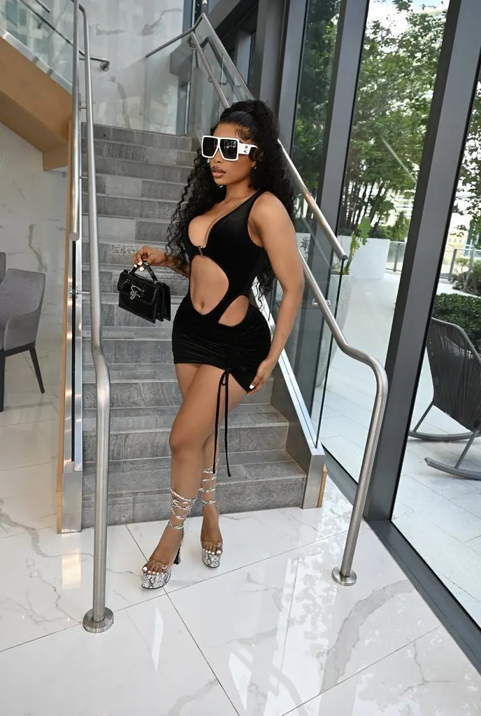 Golden Velvet Two-Piece Skirted Swimsuit