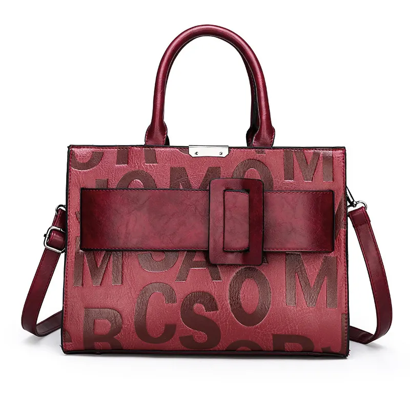Embossed Letter Zip Crossbody Bag