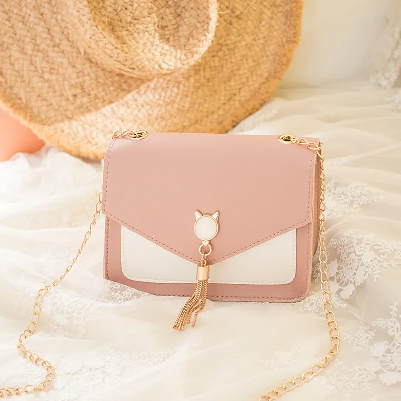 Cat Tassel Mini Square Crossbody Bag