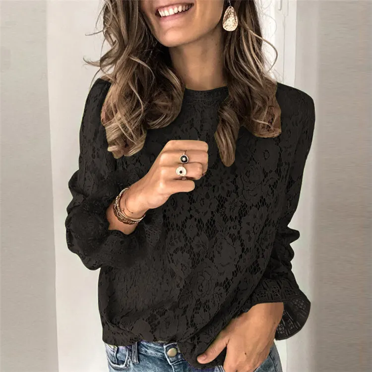 Hollow Lace Zip Shirt