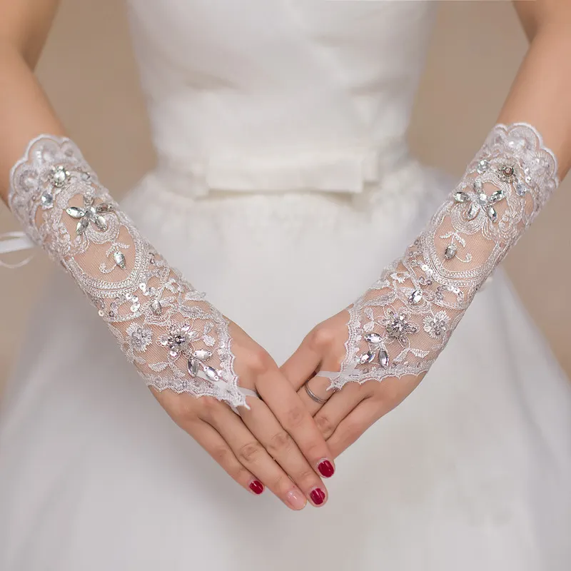 Long Strappy Fingerless Bridal Gloves