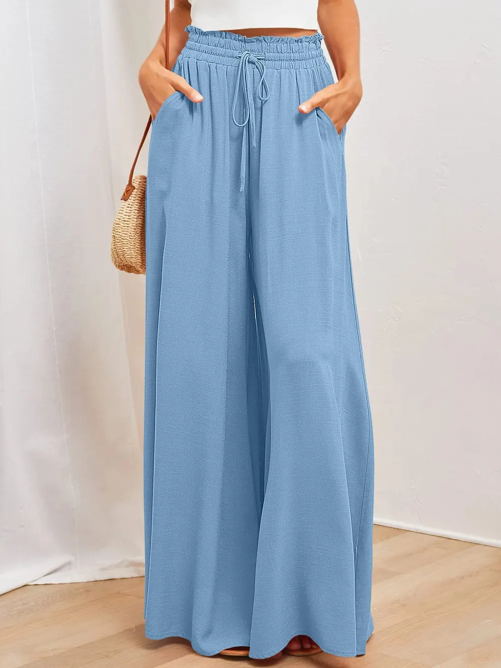 Wide-Leg High-Waist Lounge Trousers