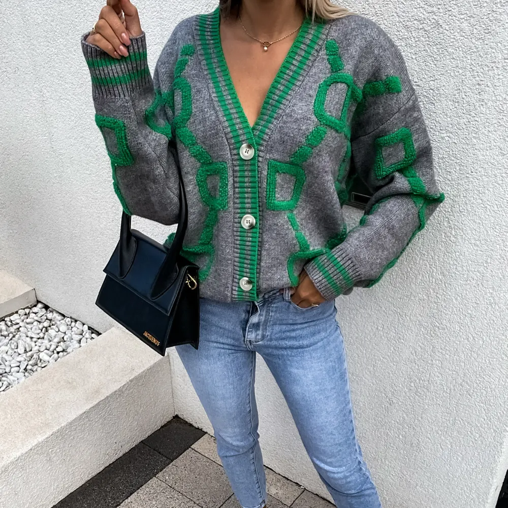 Floral Batwing Sleeve Knit Cardigan