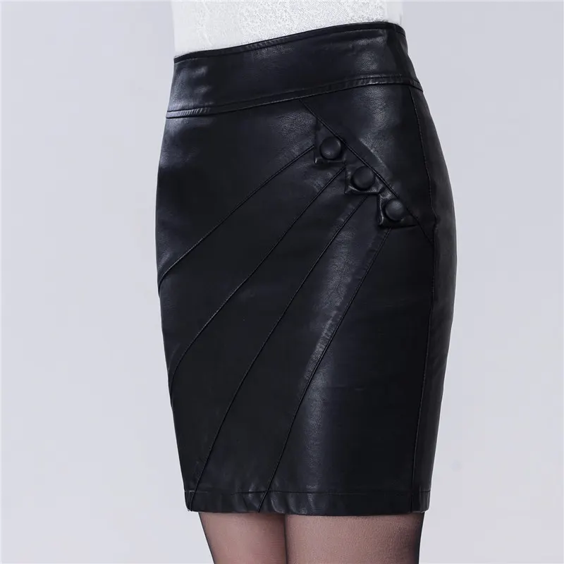Riveted High Waist PU Leather Mini Skirt