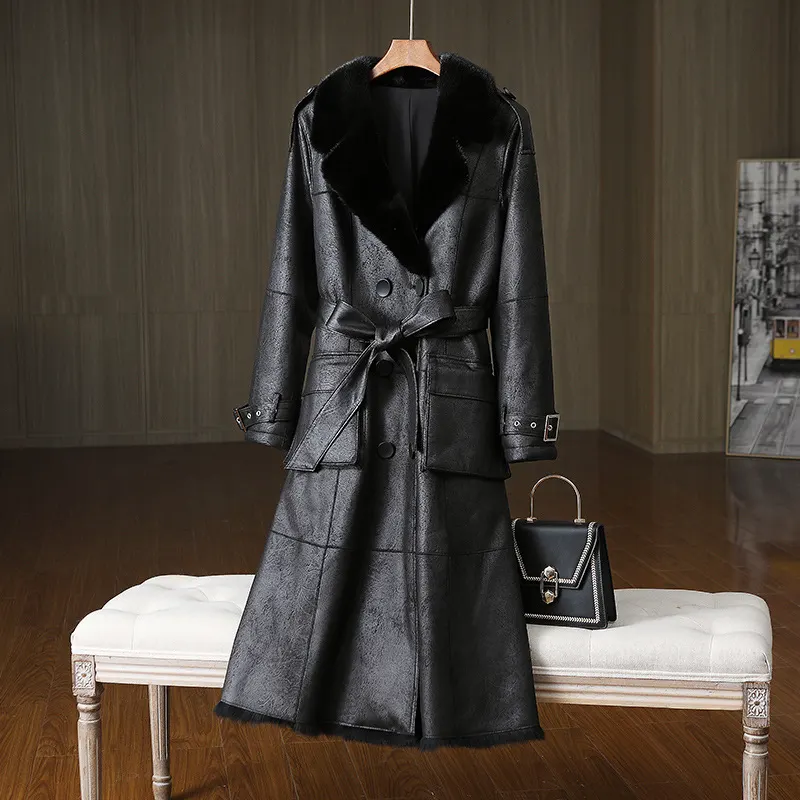 Longline Rabbit Fur Jacket, Suit Collar