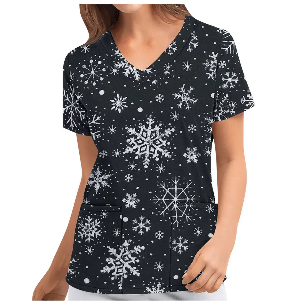 V-Neck Cartoon Print Scrub Suit