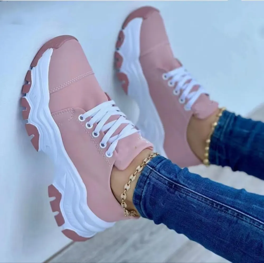 Thick Sole Lace-Up Platform Sneakers