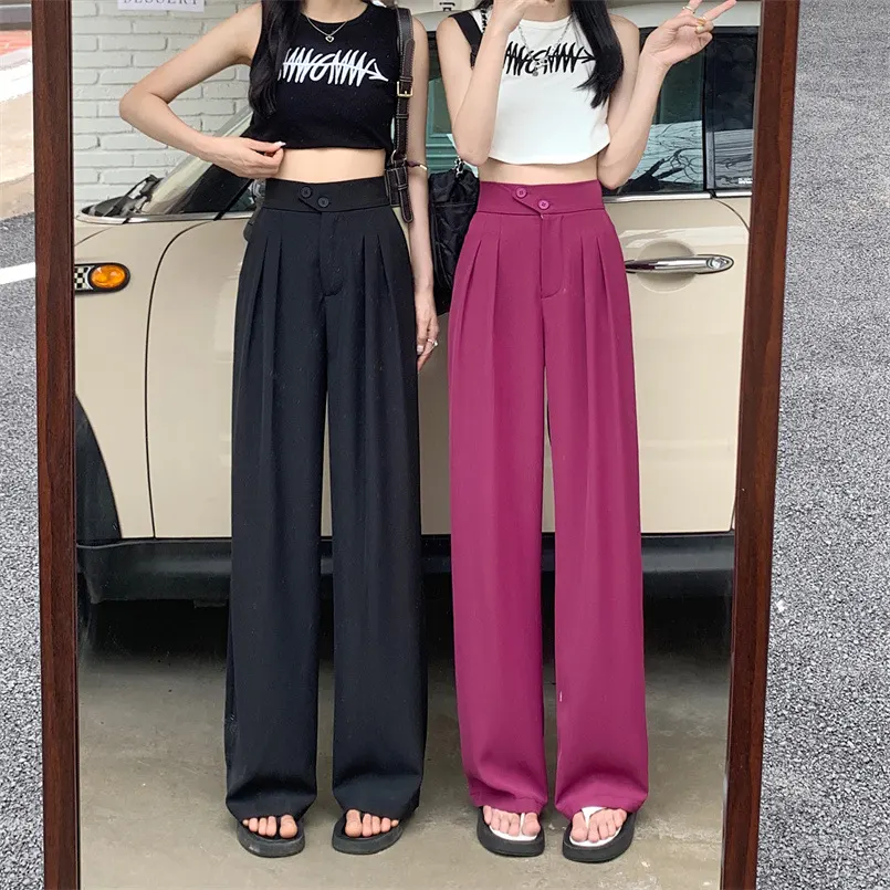 High-Waist Drape Wide-Leg Trousers