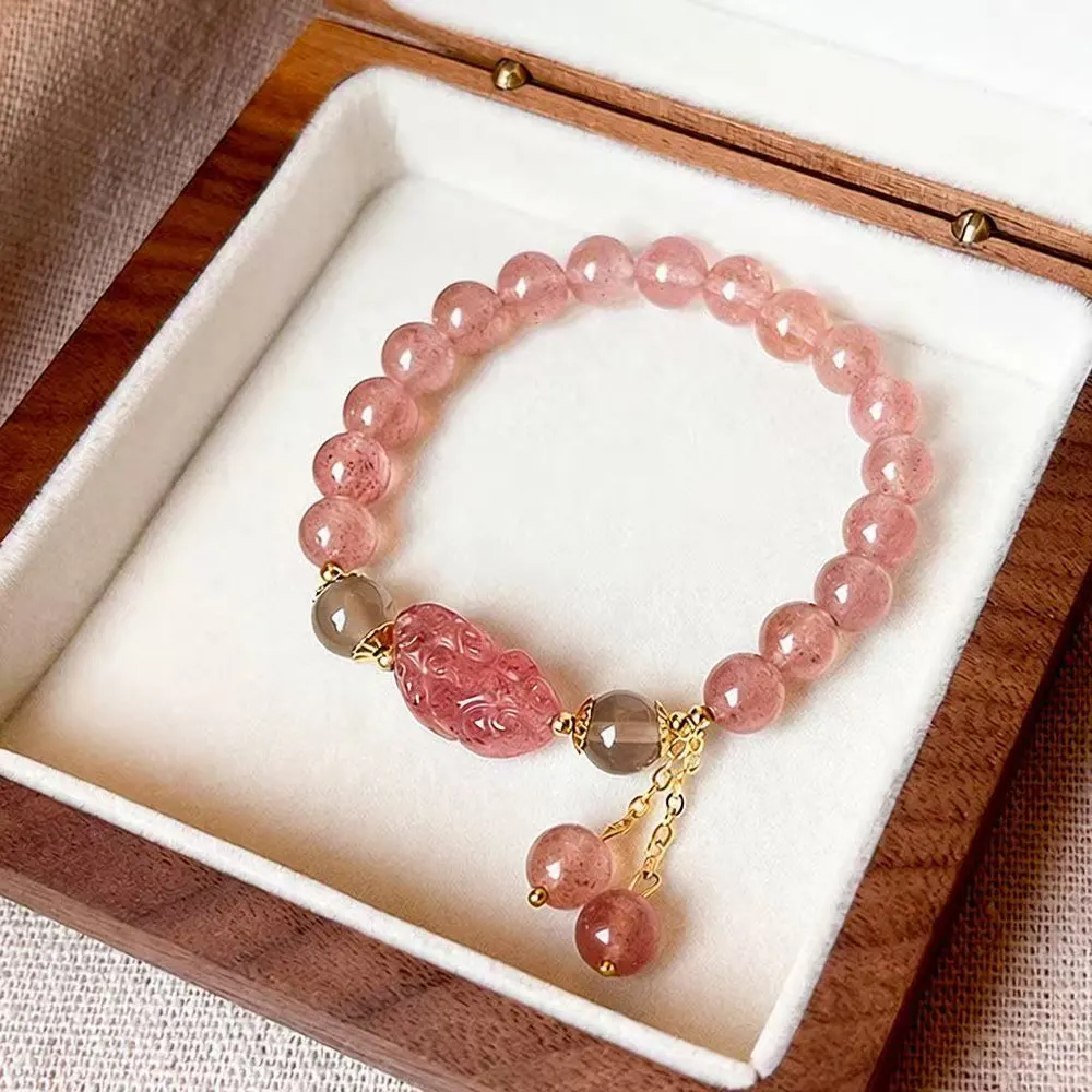 Pixiu Carved Quartz Beaded Bracelet