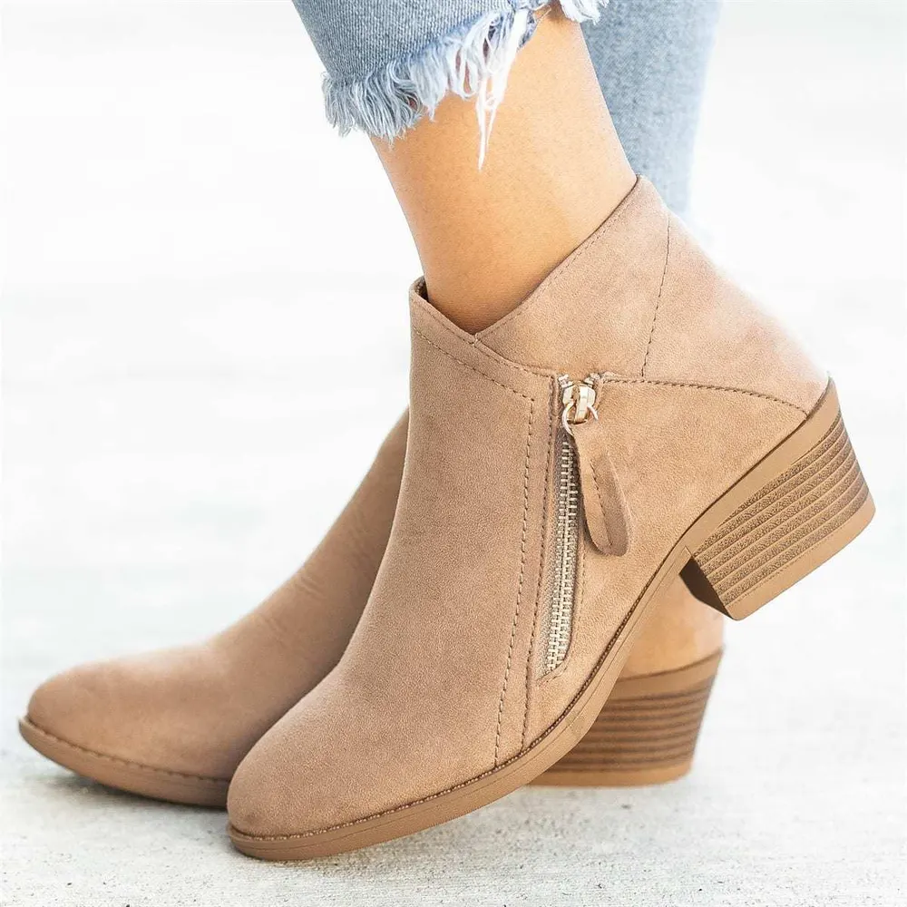 Pointed-Toe Ankle Boots with Side Zip