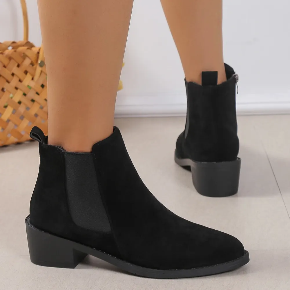 Suede Side-Zip Ankle Boots