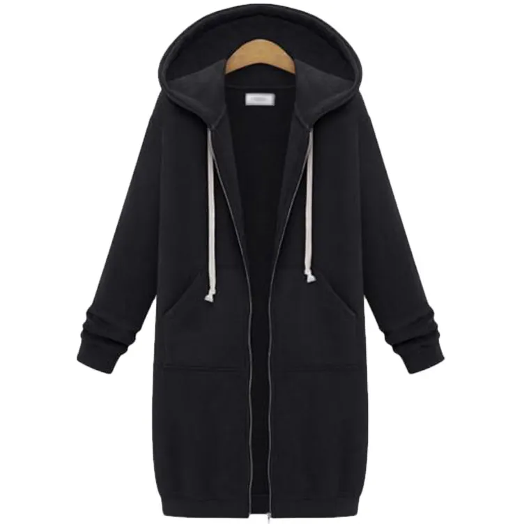 Hooded Fleece Zip Jacket, Longline
