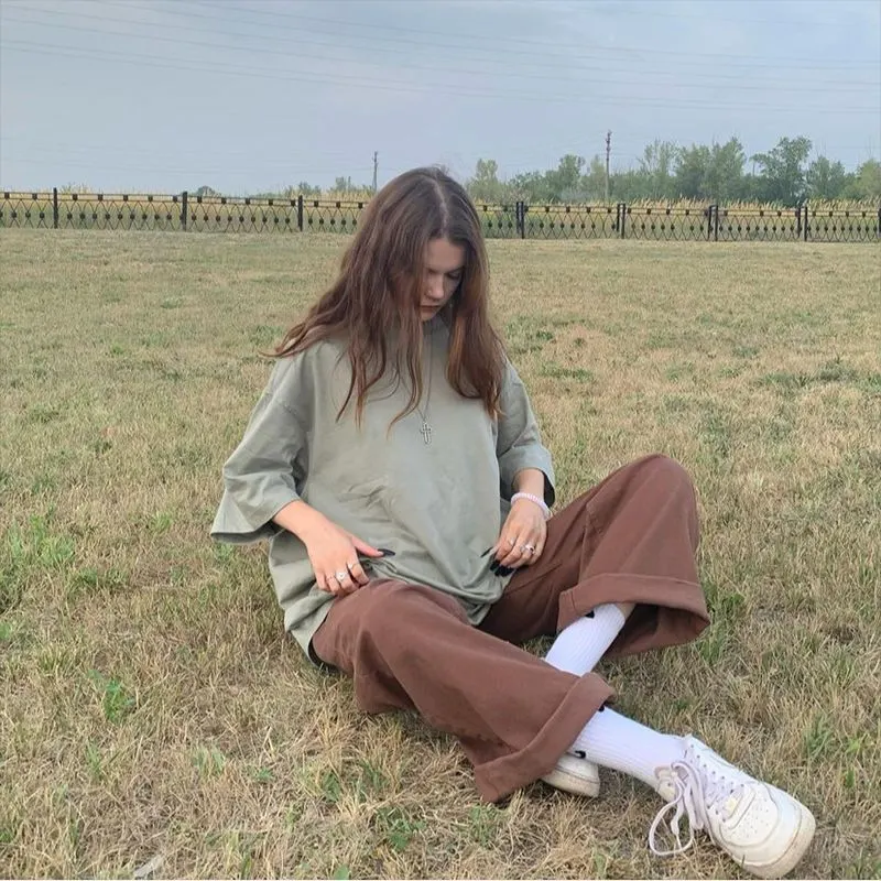 High-Waist Straight Leg Brown Jeans