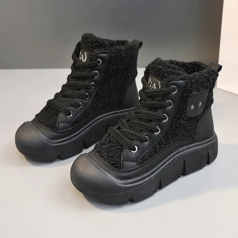 Sequined Lace-Up High-Top Winter Boot