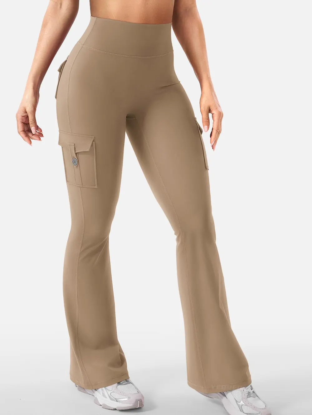 High-Waist Flared Yoga Pants with Pockets