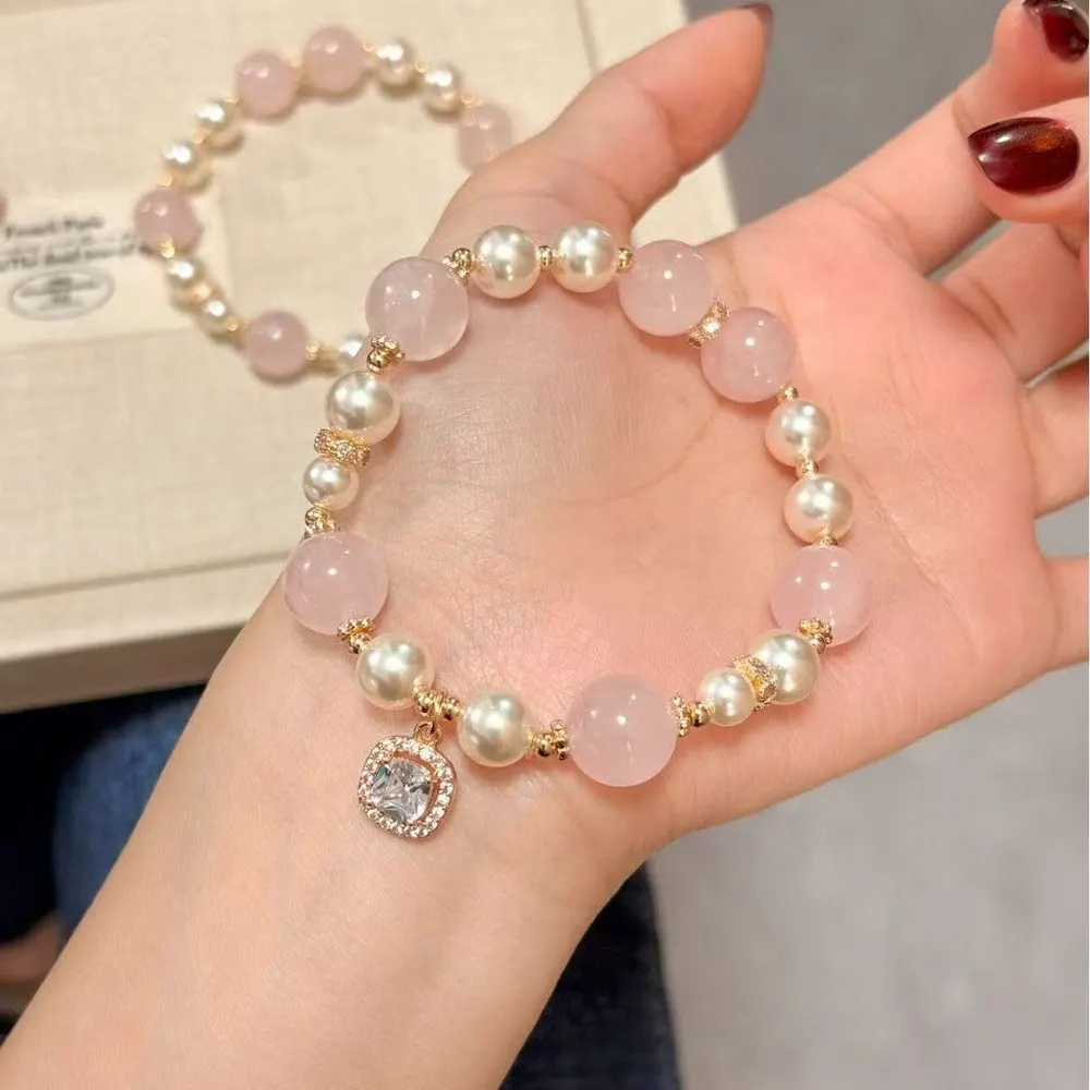 Rose Quartz and Pearl Beaded Bracelet