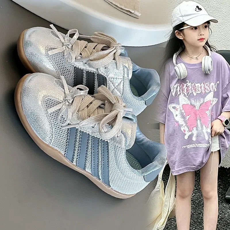 Girls Bow Detail Microfiber Trainers